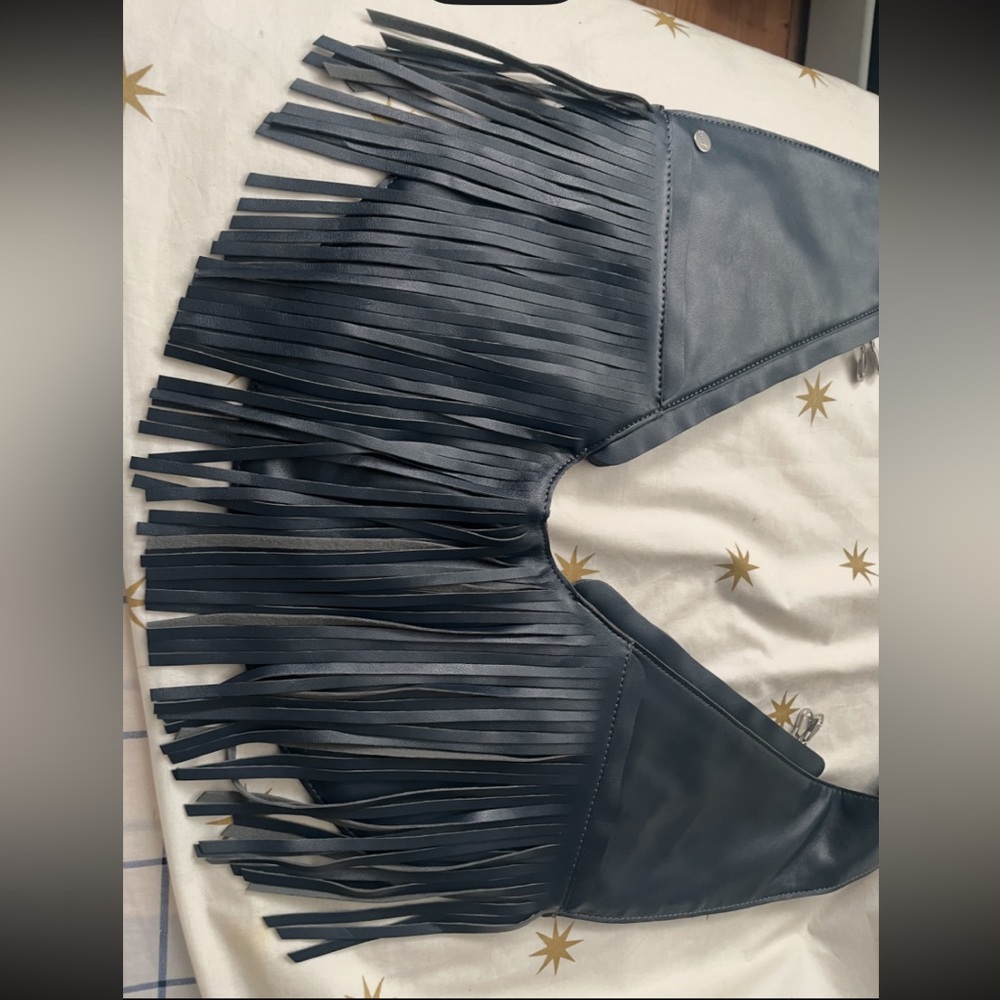 SASH Faux Leather Fringe Crossbody Bag Blue Blaze - Picture 2 of 11